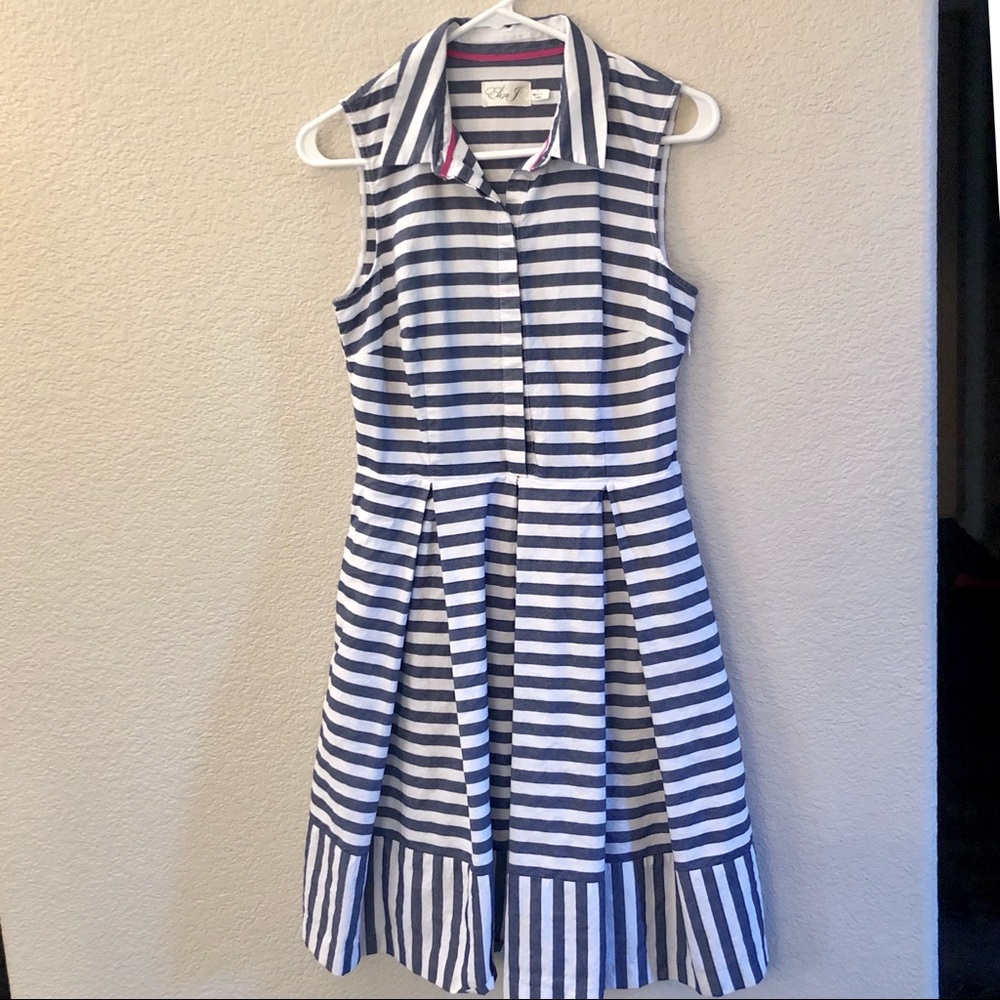 Eliza J Striped Cotton Fit & Flare Shirtdress